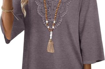 WIHOLL 3/4 Sleeve Boho Lace V-Neck Blouse Review | Dressy Casual Women’s Top